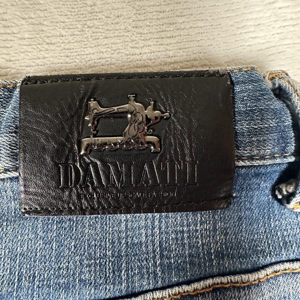 Damati Jeans Men Size W36 L29 Distressed Paint Cotton Blend Moto Biker EUC - Picture 12 of 12